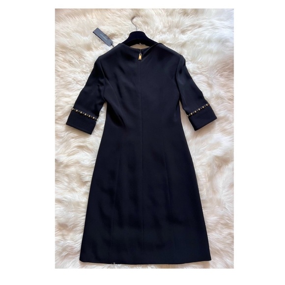 New! VERSACE Logo Studded Sleeve A-Line Dress IT 36 - Picture 8 of 11